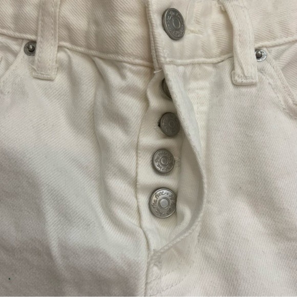 We The Free White Out Distressed Button Fly Denim Shorts - Picture 3 of 8